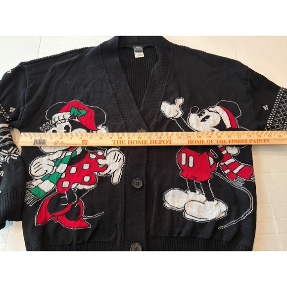Disney Mickey Minnie Mouse Holiday Cardigan Sweater Women Size Large - Picture 6 of 12